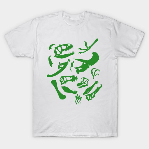 Dinosaur Bones (Green) T-Shirt by SakuraDragon